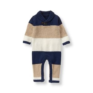 Janie And Jack Colorblock Stripe Sweater Knit One-Piece Romper Size 6-12M
